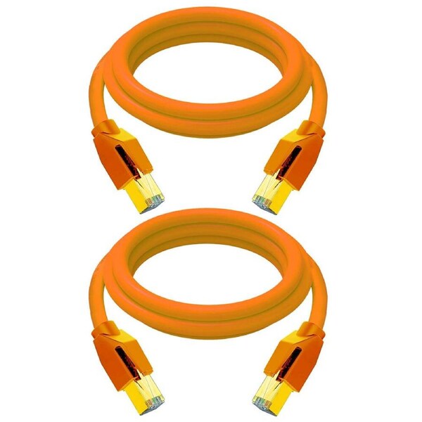 2PK Cruxtec RJ45 LAN CAT8 SF/FTP 40GbE 3m Triple Shielding Ethernet Cable Orange