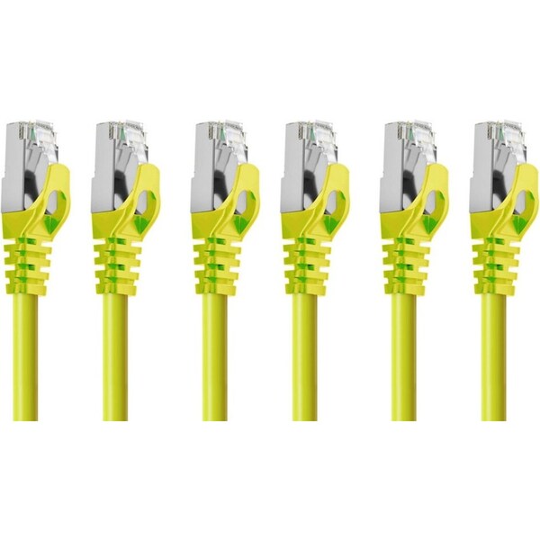 3PK Cruxtec RJ45 LAN CAT7 10GbE SF/FTP 1m Triple Shielding Ethernet Cable Yellow
