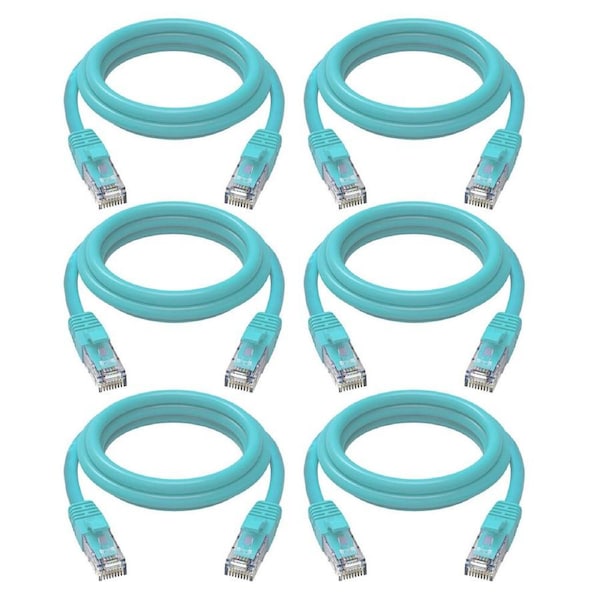 6PK Cruxtec RJ45 Internet LAN 3m CAT6 10Gb Gigabit Speed Ethernet PVC Cable GRN