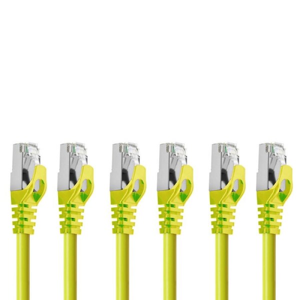 3PK Cruxtec RJ45 LAN CAT7 10Gb SF/FTP 50cm Triple Shielding Ethernet Cable YELLW