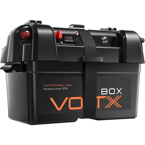 VoltX Battery Box 12V 2xUSB Portable Deep Cycle AGM Lithium Camping Cig Socket