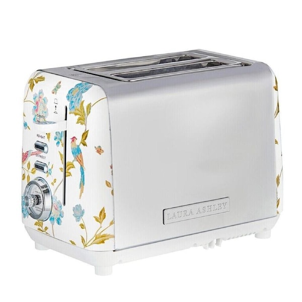 Laura Ashley Toaster 2-Slice Elveden Electric Bread Kitchen 24cm - White
