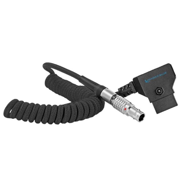 Kondor Blue Coiled D-TAP to LEMO 2 Pin 0B Male Power Cable for Z Cam, SmallHD, Teradek