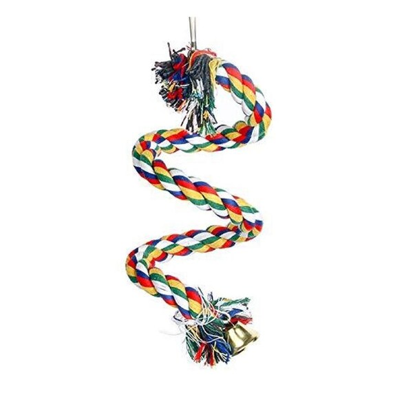 Spiral Parrot Cotton Rope with Bells, Bird Exercise Bungee Climbing Ropes