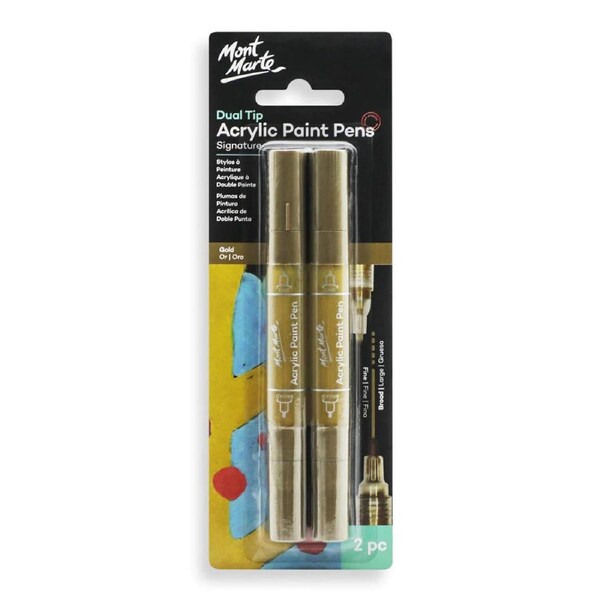 Mont Marte - Acrylic Paint Pens Dual Tip Gold
