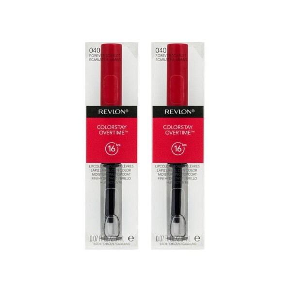 2 x Revlon Colorstay Overtime Lipcolor 2mL - 040 Forever Scarlet