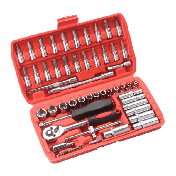 Ozoffer 53PCS Deep Socket Set Metric Wrench CRV 1/4" Drive Flexiable Extension Bar Tools
