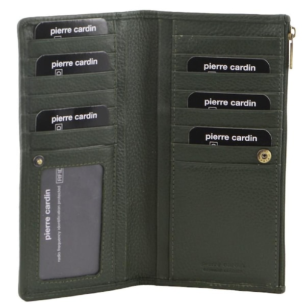 Pierre Cardin Womens Soft Italian Leather RFID Purse Wallet - Grape Green