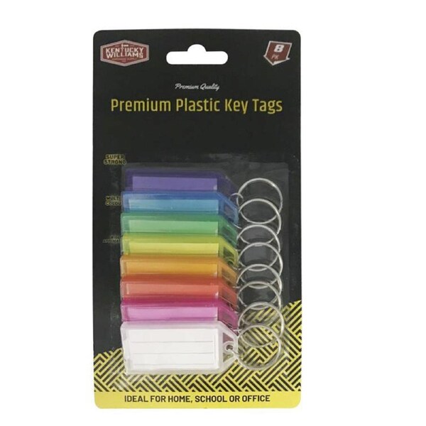 40x Plastic Key Tag Split Ring ID Label Name Insert Keychain Travel Luggage Tags