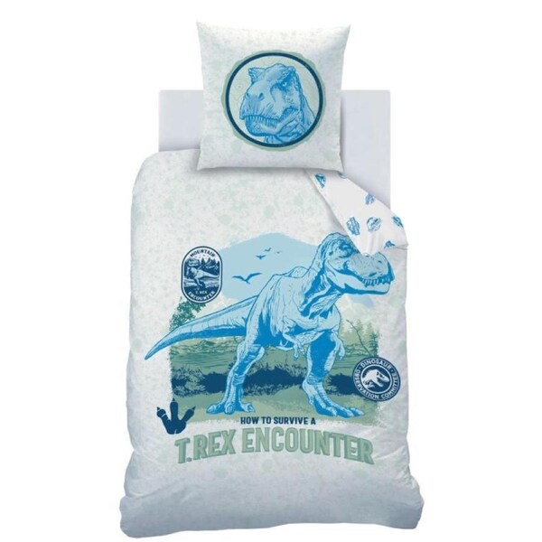 Jurassic World Dinosaur T.Rex Encounter Cotton Quilt Cover Set - Single Bed Size