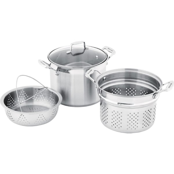 Scanpan 3 Piece Impact Stainless Steel Multi Pot Set w/ Pasta Insert & Steamer