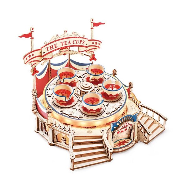 Robotime ROKR Tilt-A-Whirl DIY music box 3D wooden puzzle kit of the Magic Amusement Park Series Funny Toy for Kids EA04