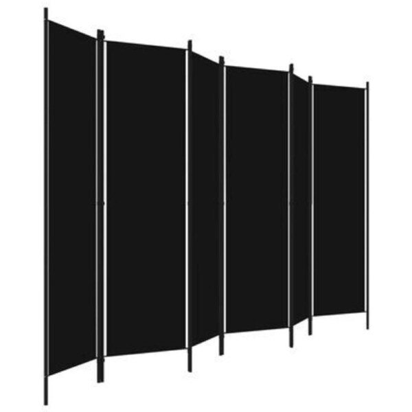6 Panel Room Divider Privacy Screen Folding Partition Panels Black 3x1.8m