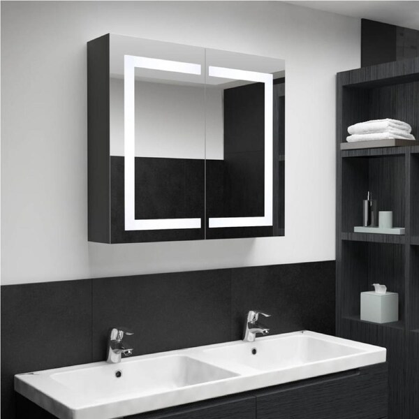 Bathroom Mirror Wall Cabinet LED Light Medicine Shaving Makeup Storage Organiser