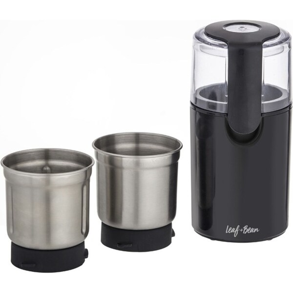 Leaf & Bean 2 In 1 Electric Coffee & Spice Grinder Set Black/Stainless Steel