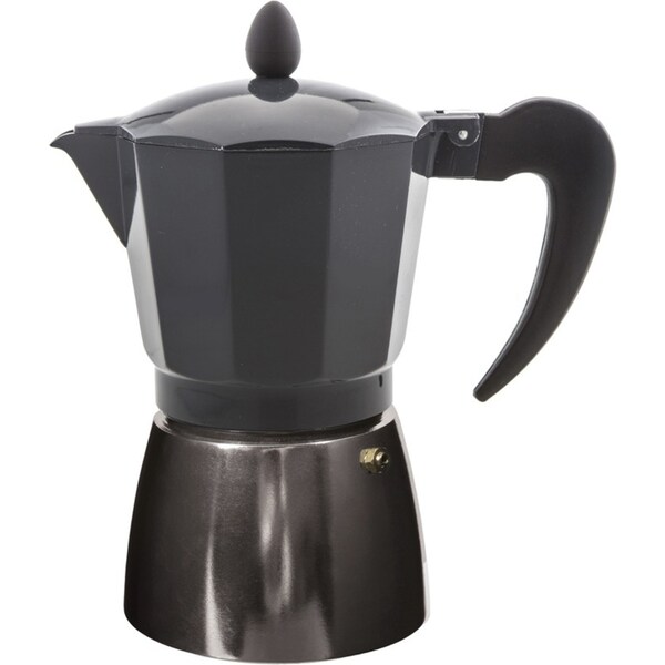Leaf & Bean Stove Top Percolator Espresso Maker Silver/Coal 6 Cup Capacity
