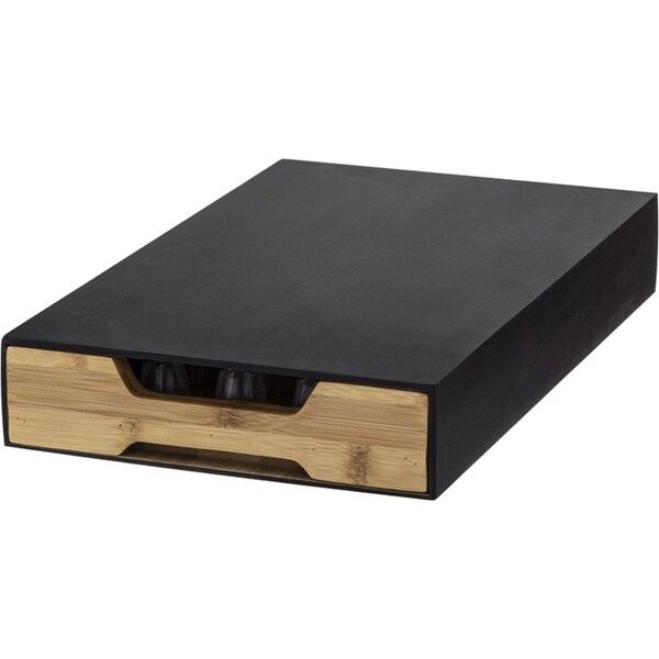 Leaf & Bean Bamboo Raised Coffee Machine Board w/ 40 Capsule Storage Drawer