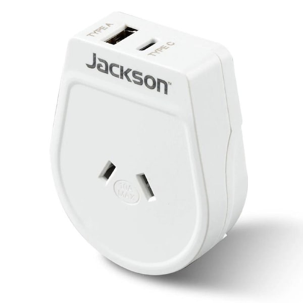 Jackson Outbound Travel Adaptor Japan/South America & More w/USB/USB-C Port