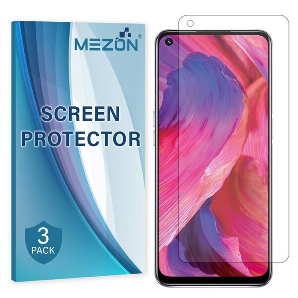 [3 Pack] OPPO A54 5G Premium Clear Edge-to-Edge Full Coverage Hydrogel Screen Protector Film by MEZON (OPPO A54 5G, Hydrogel)