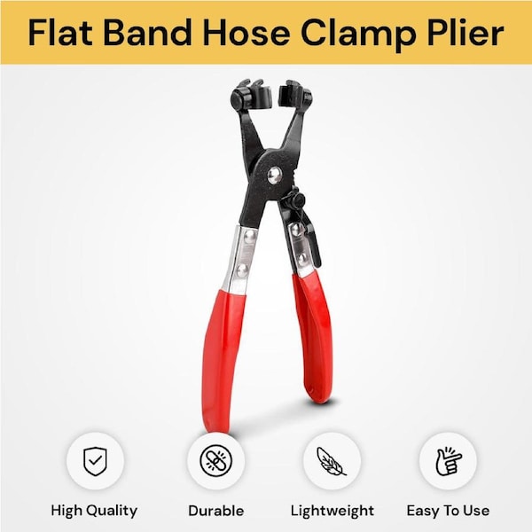 Hose Clamp Pliers Repair Tool - Flat Band - Lightweight - Red