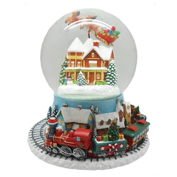 House and Train Musical Snow Globe 16.5cm