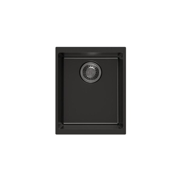 370*460*200mm ACA Carysil Black Single Bowl Granite Top/Flush/Under Mount Kitchen/Laundry Sink