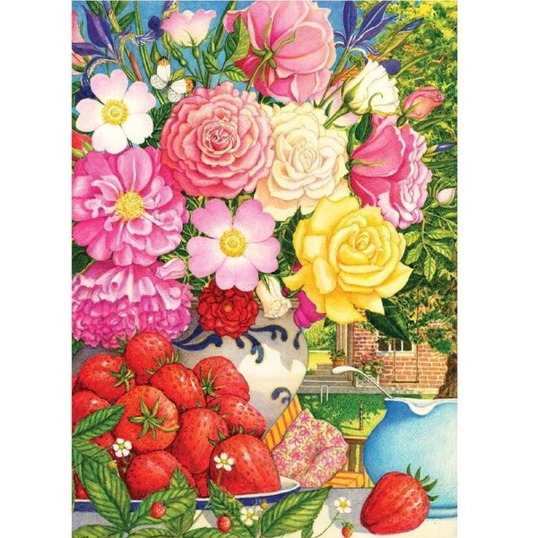 Holdson - Floral Fiesta - Peonies, Roses and Strawberries Puzzle 1000pc