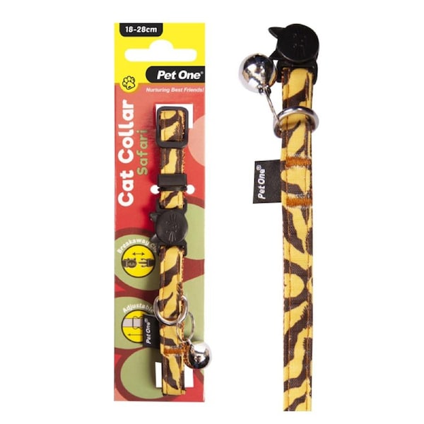 Nylon Cat Collar Yellow Safari 10mm x 18cm to 28cm by Pet One