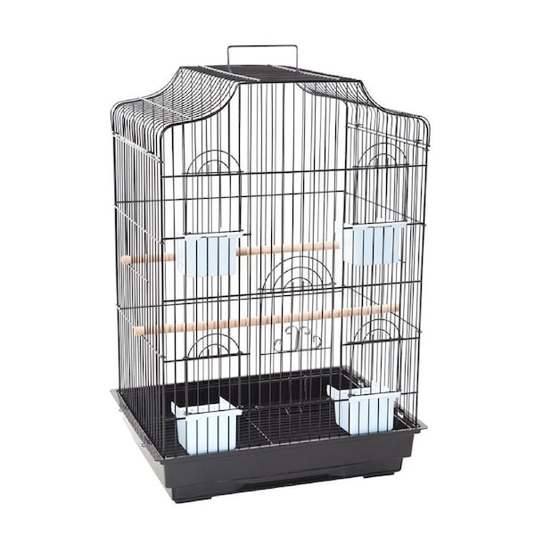 PetBro Pet Bird Cage Parrot Aviary Canary Budgie Finch Perch Black Portable Metal