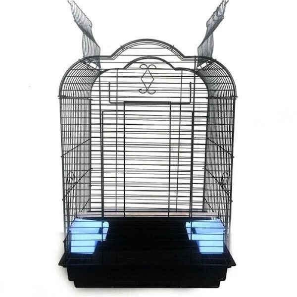 Pet Bird Cage Parrot Aviary Canary Budgie Finch Perch Black Portable Metal