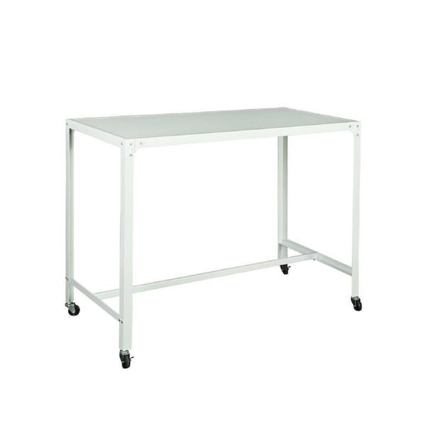 Foret Computer Desk Office PC Laptop Table Study Workstation Home White Metal