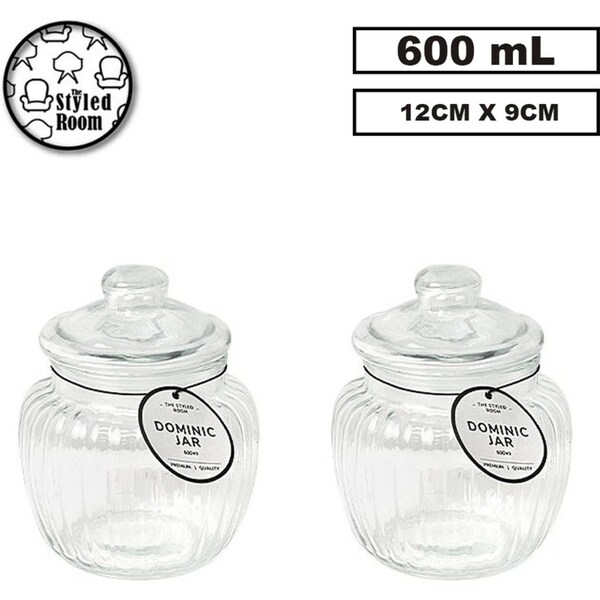 12PK 600ML Glass Cookie Jar Kitchen Food Storage Container Candy Canister Small