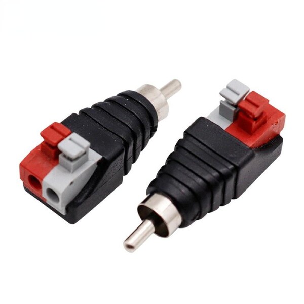 2x Speaker Wire A/V Cable to Audio Male RCA Connector Adapter Jack Press PluG