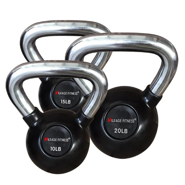 Total 90lbs - 40.82kg Rubber Coated Cast Iron Kettlebell Weights - Pro Grade