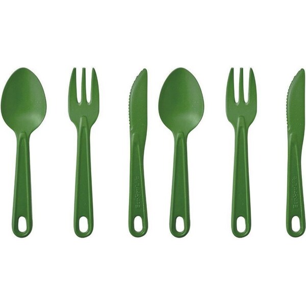 6pc Eco Soulife All Natural Outdoor Picnic Camping Reusable Cutlery Set Green