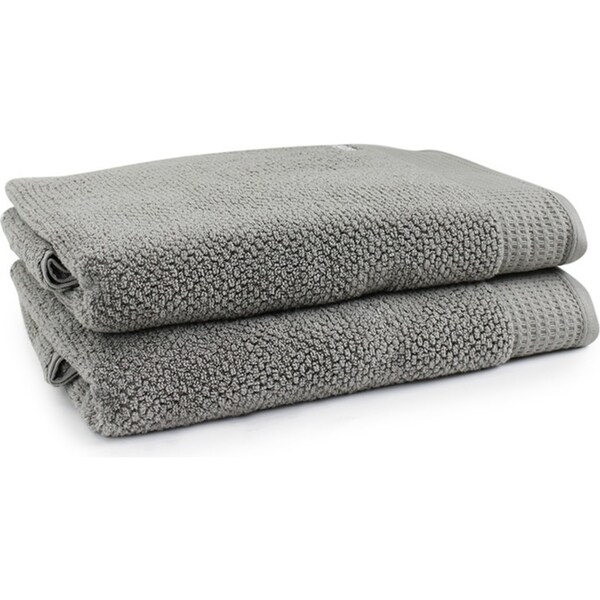 2pc Onkaparinga 90x167cm Cotton Avalon Premium Bath Sheets 550GSM Warm Silver