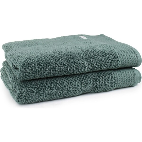 2pc Onkaparinga 90x167cm Cotton Avalon Premium Bath Sheets Set 550GSM Fir Green