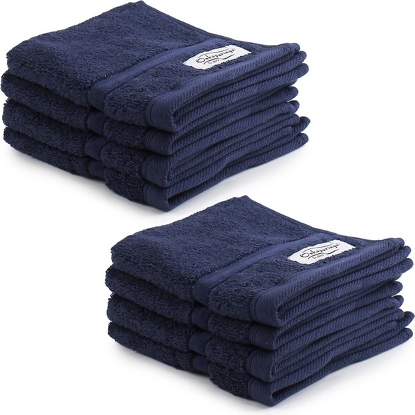 8pc Onkaparinga 30x30cm Cotton Flinders Bathroom Face Washers Set 600GSM Denim
