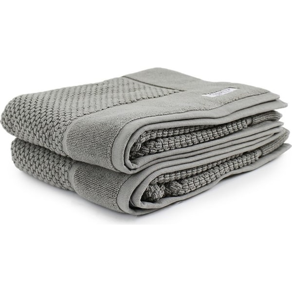 2pc Onkaparinga 60x90cm Cotton Avalon Premium Bath Mats Set 850GSM Warm Silver