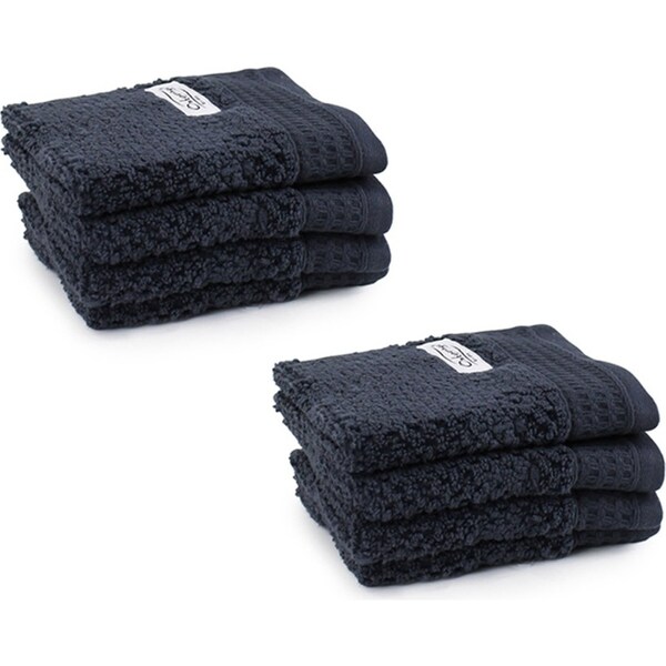 8pc Onkaparinga 30x30cm Cotton Avalon Bathroom Face Washers 550GSM Midnight