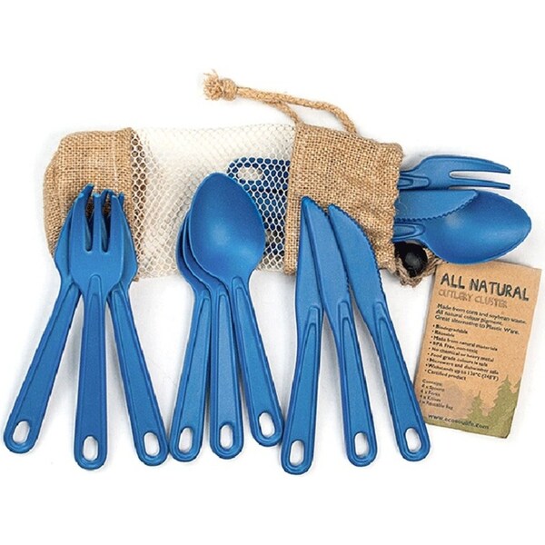 12pc Eco Soulife All Natural Outdoors Camping Reusable Cutlery Cluster Navy