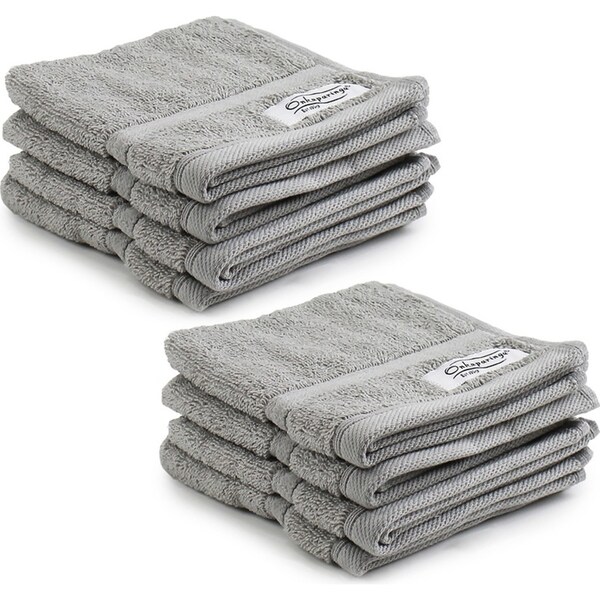 8pc Onkaparinga 30x30cm Cotton Flinders Bathroom Face Washers Set 600GSM Grey