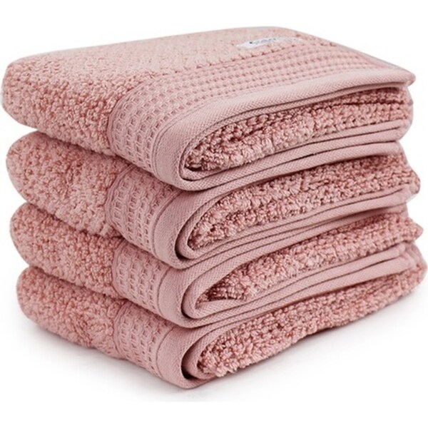 4pc Onkaparinga 45x65cm Cotton Avalon Bathroom Hand Towels 550GSM Dusty Primrose
