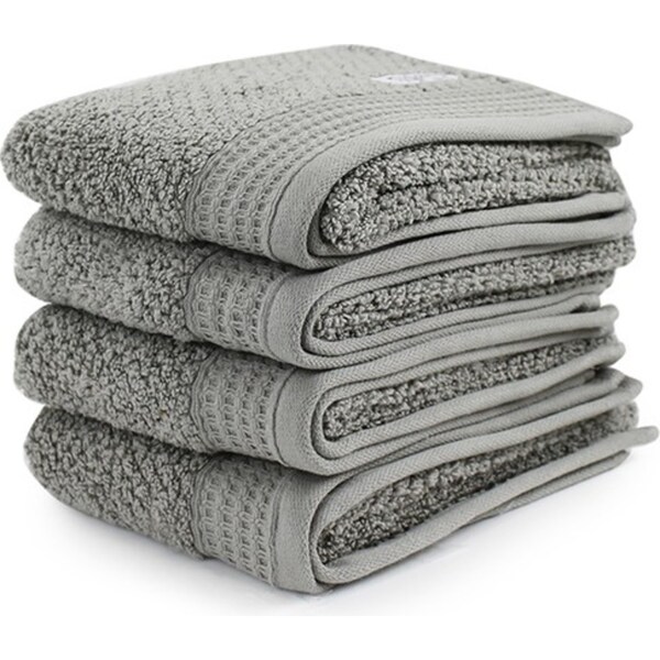 4pc Onkaparinga 45x65cm Cotton Avalon Bathroom Hand Towels 550GSM Warm Silver