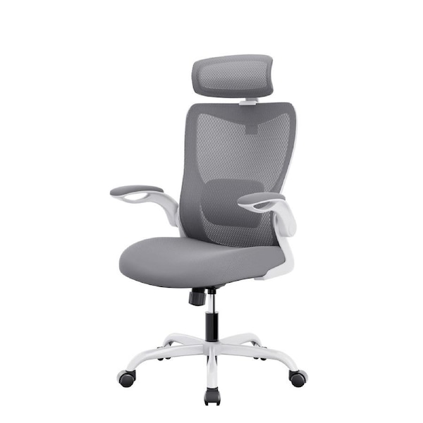 MONA Ergonomic High Back Flipped Armrest Task Chair In Grey