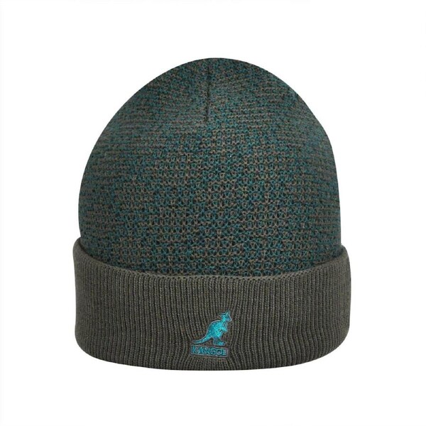 KANGOL Lozenge Pull On Beanie Jacquard Knitted Warm Winter Hat - Dark Flannel