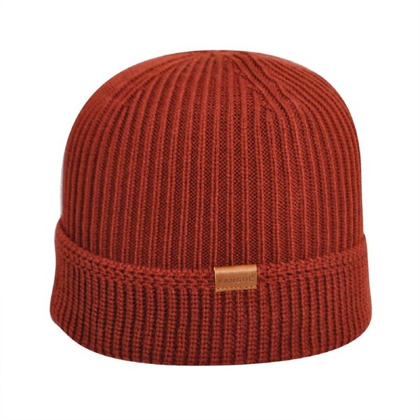 KANGOL Squad Fashioned Cuff Pull On Beanie Warm Winter Hat Knitted - Claret