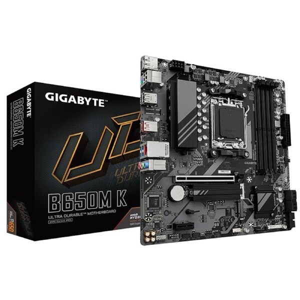 Gigabyte B650M K mATX Motherboard DDR5, M.2, 3x USB 3.2, 1x USB-C, 4x USB 2.0 [GA-B650M-K]