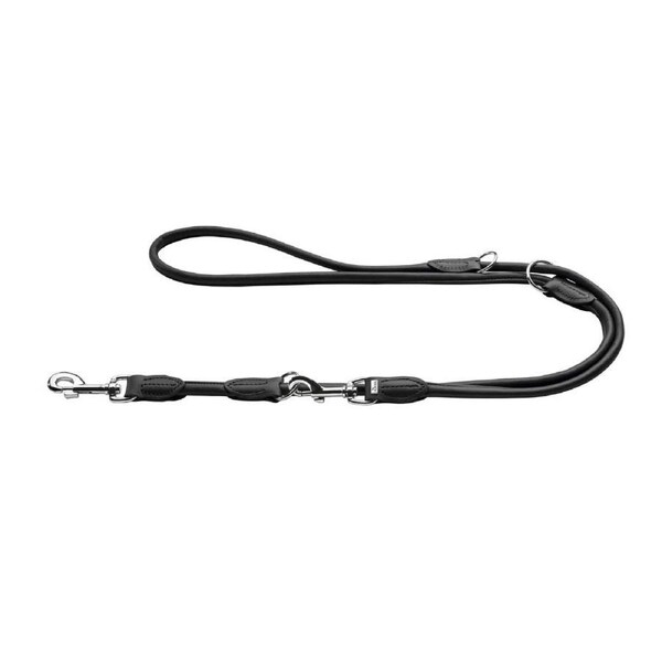 Hunter Rolled Soft Leather Dog Training Leash, Black
