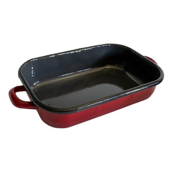 Urban Style Enamelware 2.2L Induction Oven Baking Dish Rectangle w/ Handles Red
